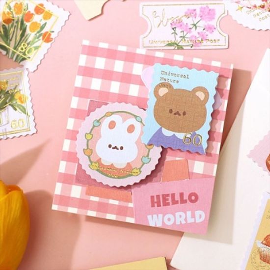 우표모양 플라워 금박 스티커 45매 다꾸용품