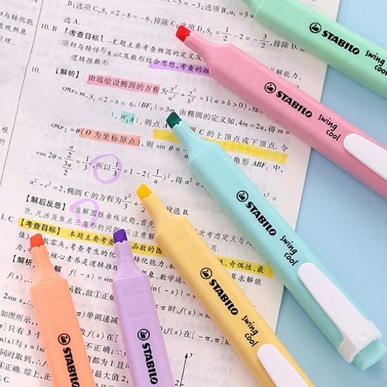 스타빌로 클립장착 포켓 형광펜-스윙쿨 파스텔 6색set