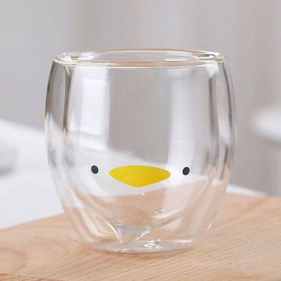 이중 동물컵 오리모양 내열 유리컵(WE62453)