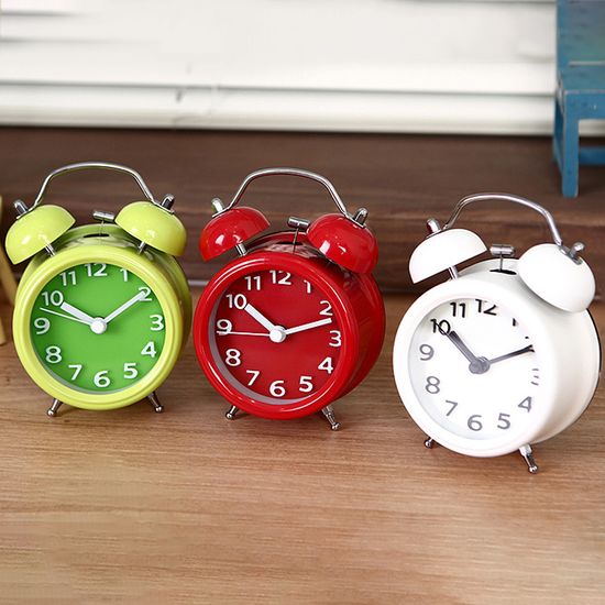 3D 미니 트윈벨 무소음 자명종 알람 탁상 시계