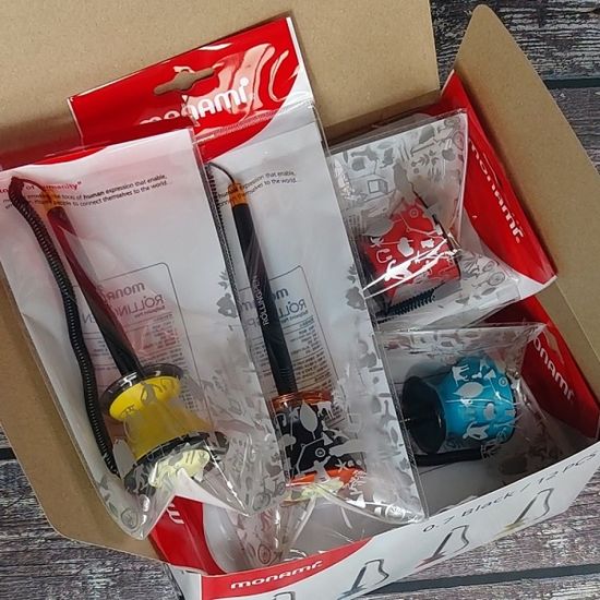 모나미 줄달린 스프링 고정 스탠드볼펜-롤링펜 1자루