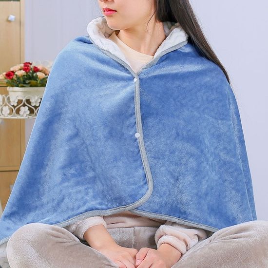 똑딱이단추 이중 극세사 망토 담요(70x130cm)휴대담요