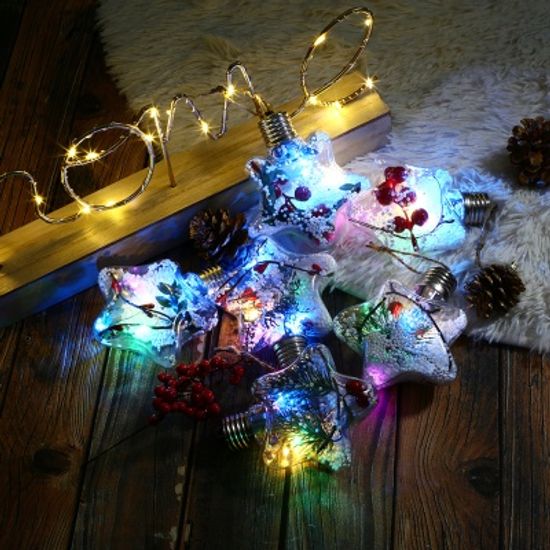 LED 트리 오너먼트 열매 장식볼 6p세트(8cm) 별장식