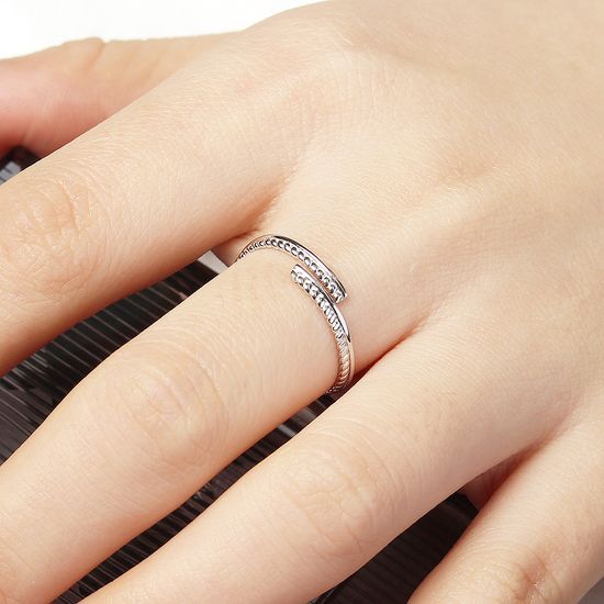 [비쥬홀릭] 실버925 백금도금 로프 꼬임 오픈링 반지(