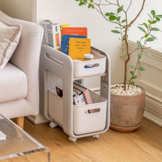 이동식 미니 다용도 2단 트롤리