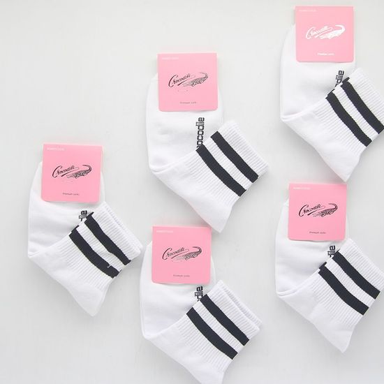 여성양말 크로커다일 중목양말 흰색 (5켤레)(WC0BC2C)