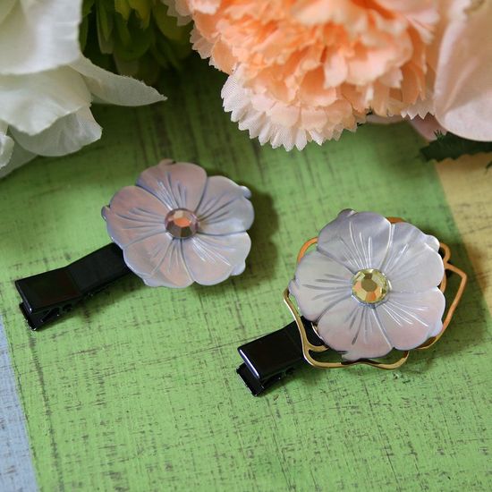 꽃잎 자개 작은 집게핀 머리핀 헤어핀(W2B0446)