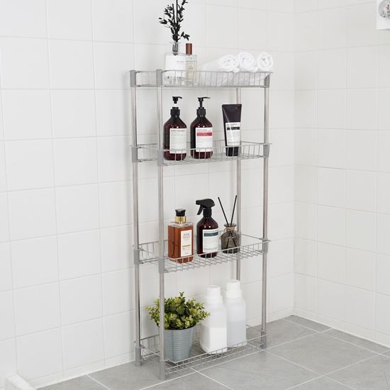 다용도 화장실 욕실 스텐 무타공 스탠드 일자선반 2단