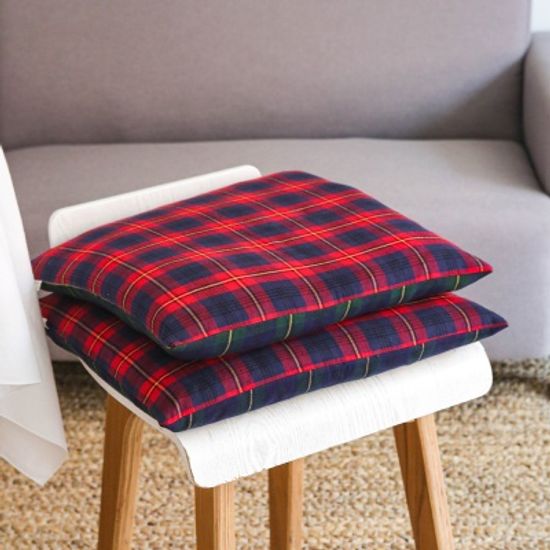 노먼 레드그린 체크 방석 커버