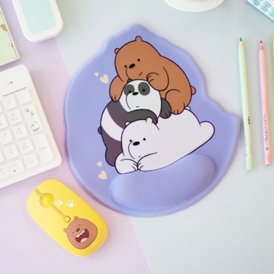 위베어베어스 삼둥이 손목보호 마우스 패드