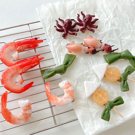 해산물 음식 헤어핀 머리핀 악세사리 선물 6종