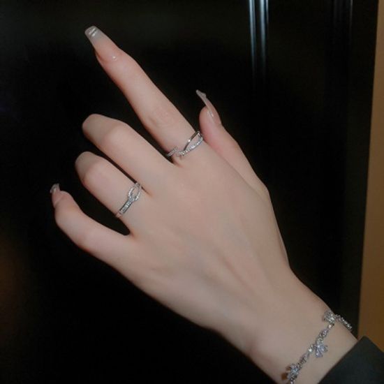 유니크 크로스 큐빅 오픈 링 반지 악세사리 써지컬 링