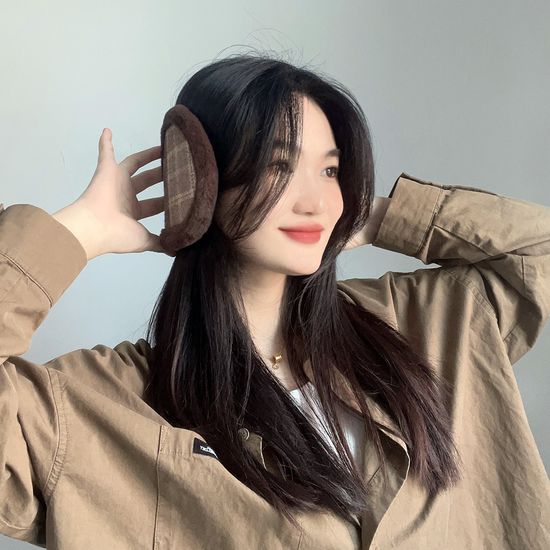 체크패턴 방한 귀마개 보온귀마개 겨울귀덮개