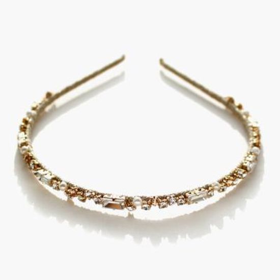 제이로렌 H0189 화이트 크리스탈 엔틱골드 헤어밴드