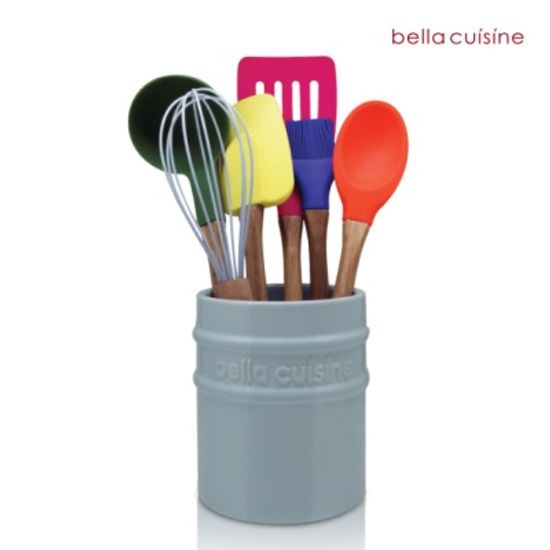 벨라쿠진 7pc 실리콘 키친툴 세트/세라믹 홀더 포함
