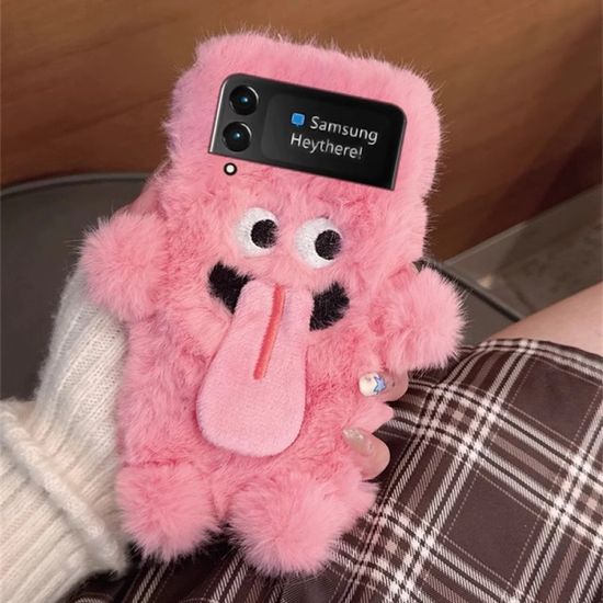 갤럭시 Z플립 5 4 3 커플 메롱 몬스터 인형 털 케이스