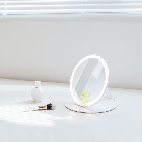 무아스 슬림 폴더블 무선 휴대용 LED 거울 + 파우치