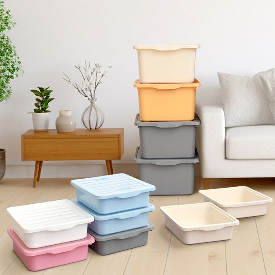 레브 옷 수납 리빙박스 L 4P 투명 뚜껑 팬트리 정리함