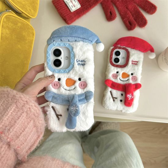 아이폰 16 15 14 13 12 겨울 눈사람 털 인형 폰케이스