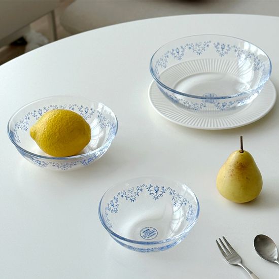 마메종 블루로즈 유리 글라스 샐러드볼 M 1p