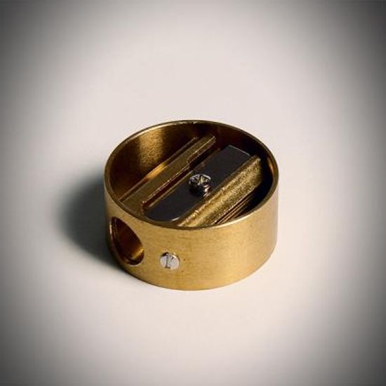 독일 휴대용 원형 황동 연필깎이 + 파우치 + 날 3개