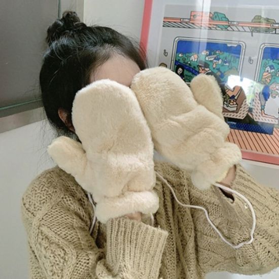 어나더뷰 파스텔 밍크퍼 커플 벙어리장갑 no.1363