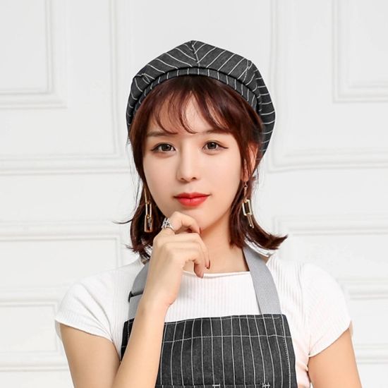 스트라이프 주방모자(블랙)/ 바리스타 카페모자