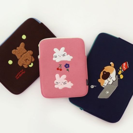 모찌타운 푸들 브라운 노트북 파우치 - 13인치