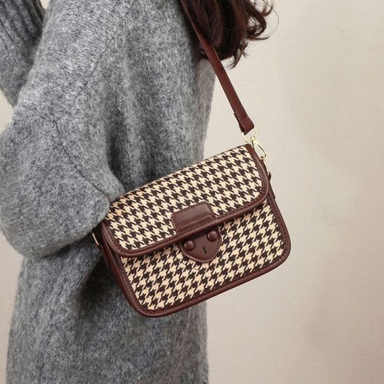 하운드 투스 크로스백(브라운) 숄더백