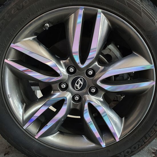 홀로그램 휠스티커 싼타페DM 익스 19인치 ,휠4짝분