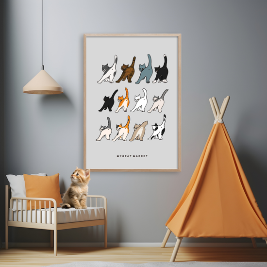 묘캣마켓 똥꼬 자랑냥 고양이 A3 일러스트 포스터