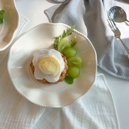 플로라 웨이브 플레이트 S 디저트접시 홈카페 식기