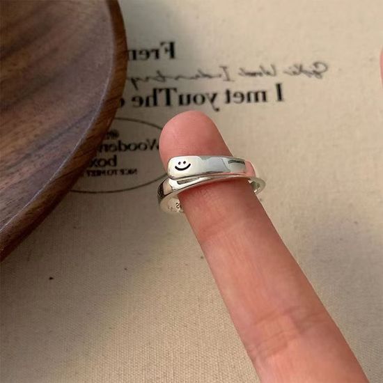 3종 씨익 웃는 스마일 포인트 오픈 링 우정 애끼 반지