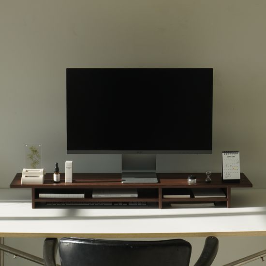 우드 모니터받침대 듀얼 노트북선반