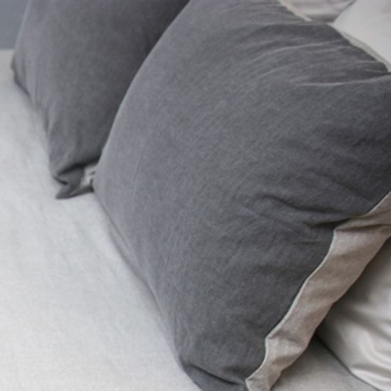 바이오워싱 린넨 차콜그레이 베개커버