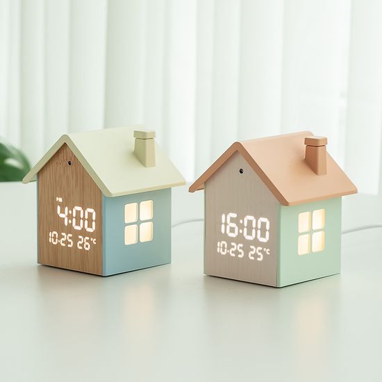 베이지브라운 무드홈 하우스 인테리어 LED 탁상시계