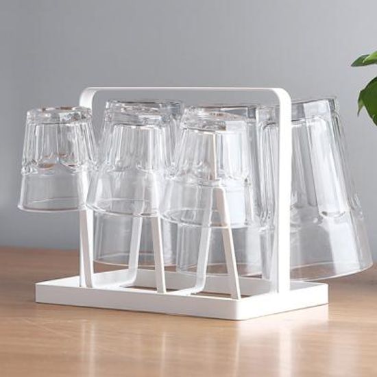 화이트블랙 스틸프레임 컵수납정리 컵걸이 위생건조대