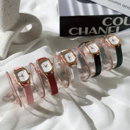 마일드 클래식 가죽 시계 팔찌 세트 로즈골드 5color