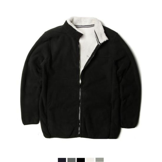 남녀 공용 보아 후리스 집업 배색 빅사이즈 커플룩 5