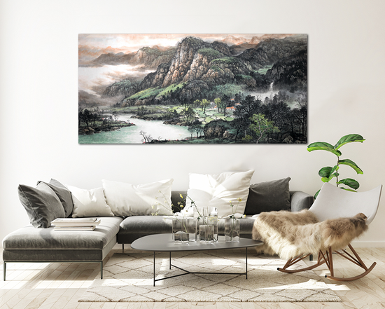 돈들어오는 배산임수 한국화 산그림 거실 풍수 중형