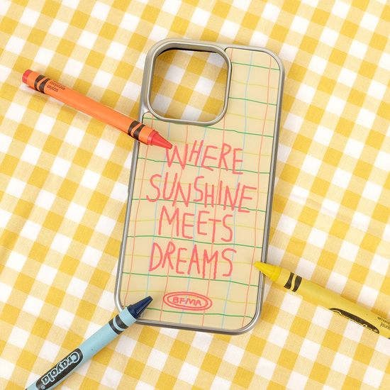 선샤인 옐로우 체크 실버 글라스 폰케이스