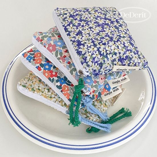 [데데리트]빈티지 플라워 지퍼 파우치 다용도 수납