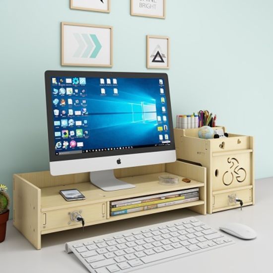 PH DIY 목재 모니터 선반 받침대 책상정리 수납함