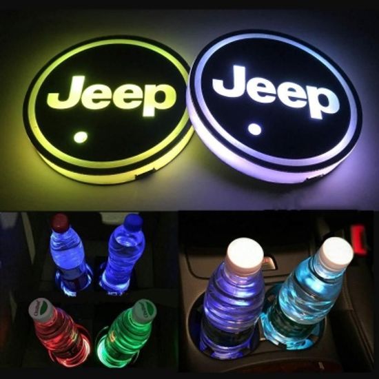 JEEP 지프 랭글러 로고 차량용 LED 발광 컵홀더