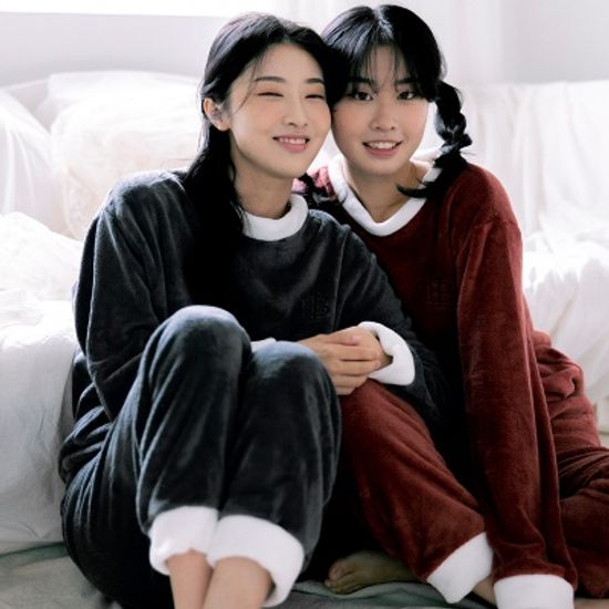 메리핀 밍크 기모 수면잠옷세트