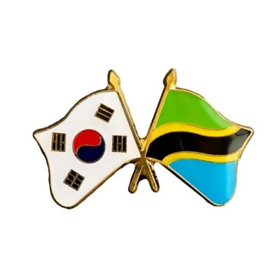 세계각국의 휘날리는 국기교차뺏지(한국-탄자니아)