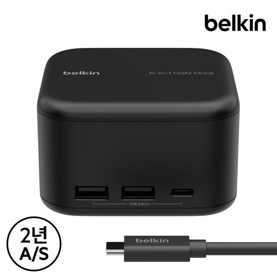 벨킨 6in1 코어 GaN 독 130W C타입 멀티허브 INC018
