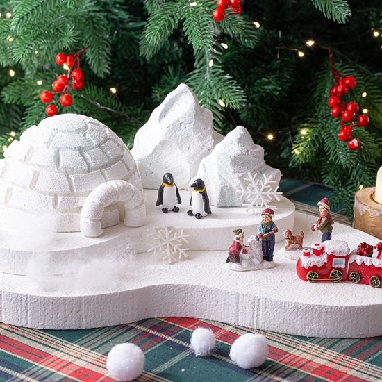 눈내린 스티로폼 받침 1P (반짝이 가루)