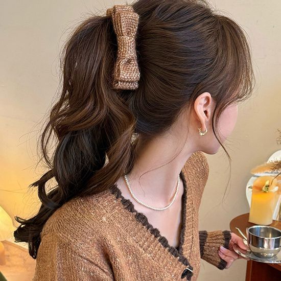 러블리 니트 트위드 리본 헤어 클립핀 집게핀 패션 삔