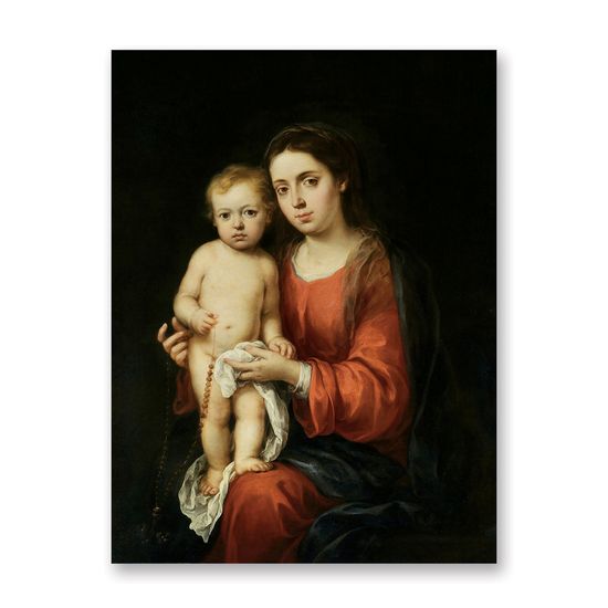 무리요 - 성모자와 로사리오, 캔버스액자  